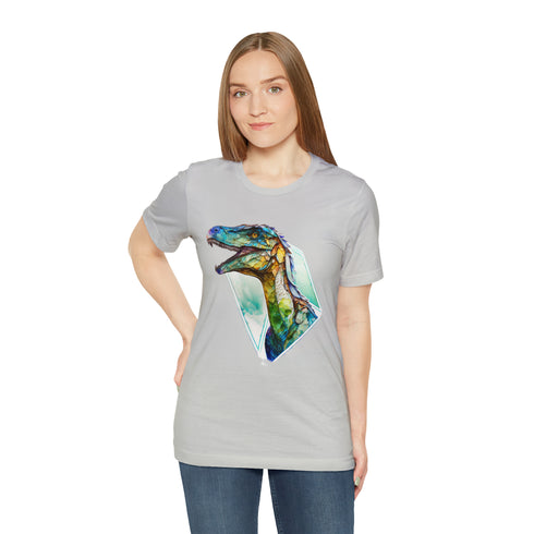 Stained Glass Velociraptor - Short Sleeve Tee